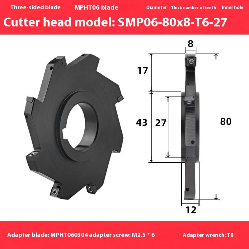 2082-CNC SMP 3 face and face milling cutter head saw blade sleeve indexable milling T-slot cutter head MPHT06 0812 Shandong Denso Pricision Tools Co.,Ltd.